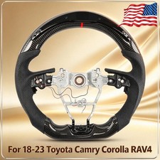 Real Carbon Fiber Led Steering Wheel For Toyota Camry Corolla Rav4 18-23