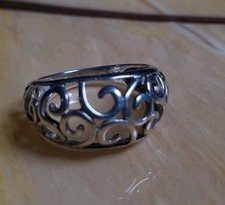 925 Sterling Silver Filigree Swirl Openwork Cutout Ring Size 5