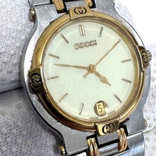 Excellent GUCCI 9000M Two Tone Cream Dial Dress Quartz Watch