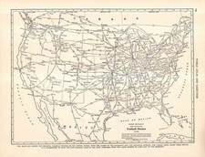 1942 Antique United States Railway Map US Rai...