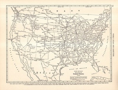 1942 Antique United States Railway Map US Railroad Mileage Map  3008