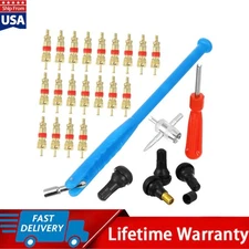 43pcs Tire Valve Stem Installation Remover Repair Tool Puller Car Plug Core Kit