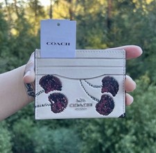 COACH Slim Id Card Case With Cherry Print CDG88 NWT AUTHENTIC