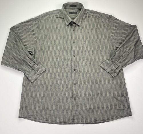 Jhane Barnes Shirt Men’s XXL Vintage Button Shirt Black Grey Bold - Picture 1 of 8