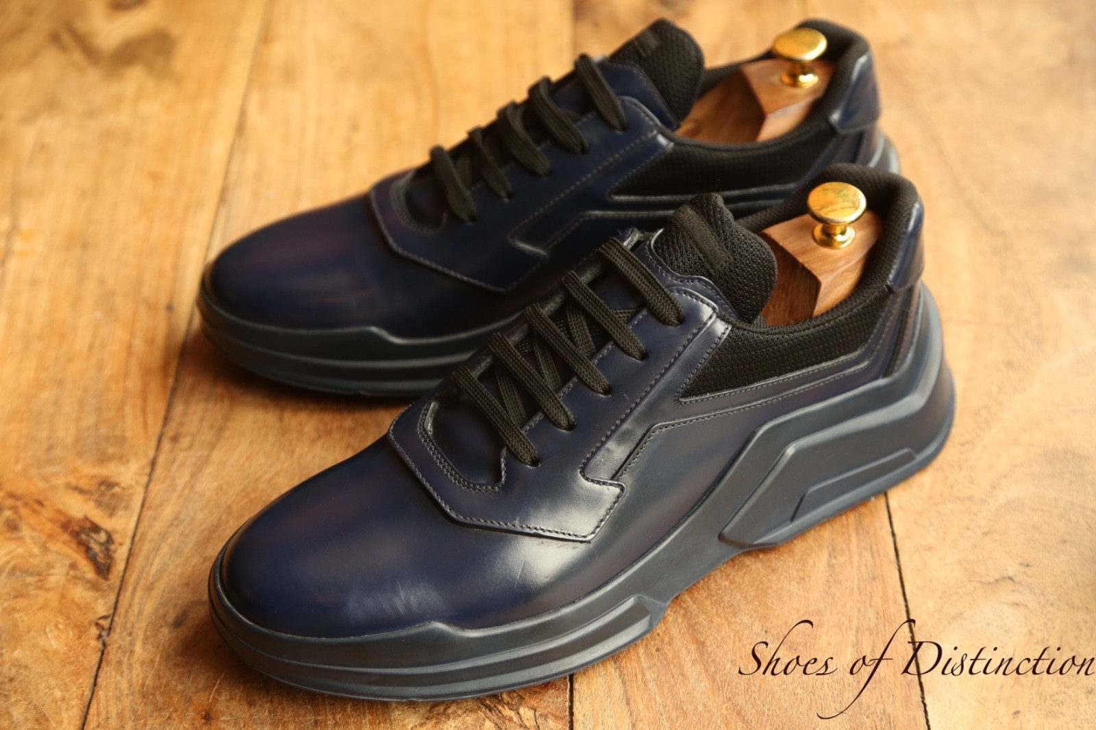 Prada Blue Leather Shoes Trainers Sneakers Mens UK 8 US 9 EU 42 Italian