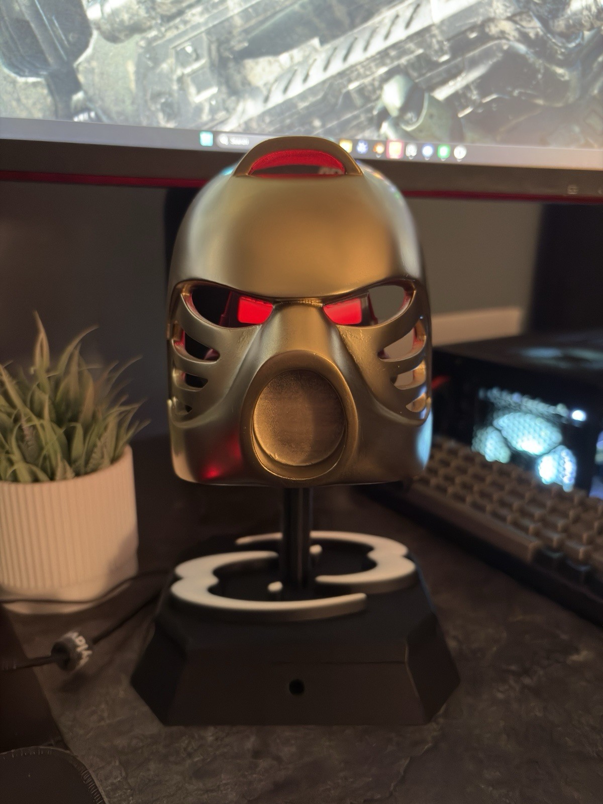Gold Bionicle Replica Mask with LED Eyes and Remote Control Colors MADE TO ORDER