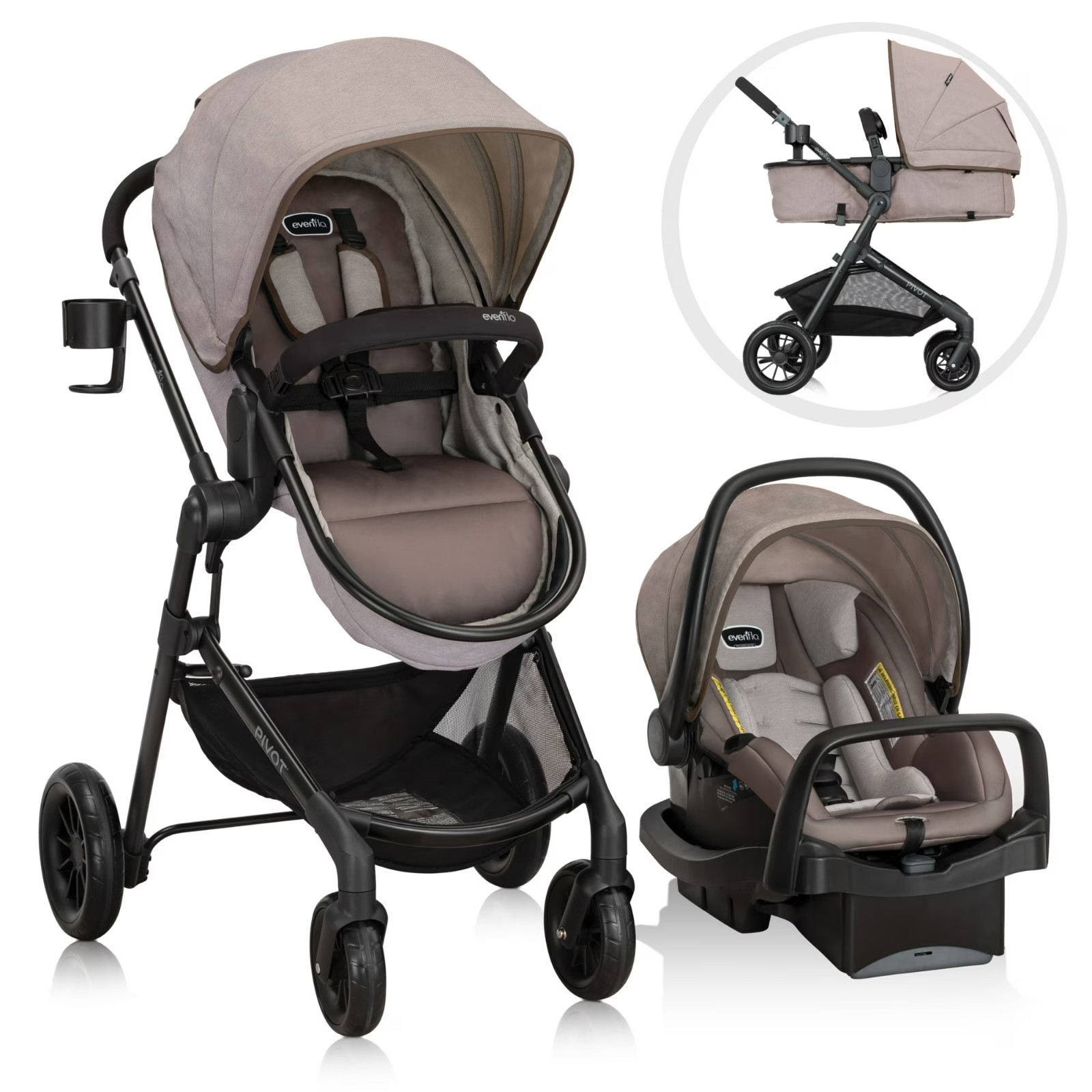 Evenflo Pivot Modular Travel System Car Seat (Desert Tan) (NEW IN DAMAGED BOX)
