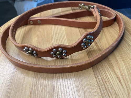 WEAVER Leather Studded Dog Leash | Brown | Quality Cute | Brass Hardware