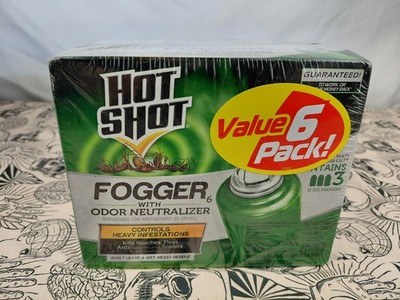 6 Hot Shot Insect Killer Fog w/ Odor Neutralizer Ants Fleas Spiders Flies 2 oz