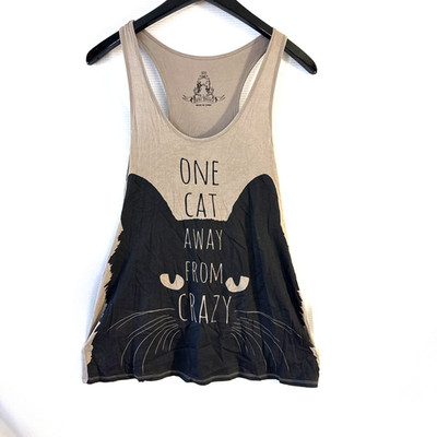 One Cat Away From Crazy Women's Tank - L - Racerback Boho Flowy