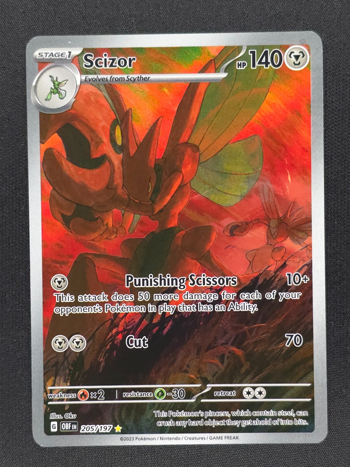 Scizor 205 Pokemon OBF Obsidian Flames 2023 NM 🔥🔥🔥