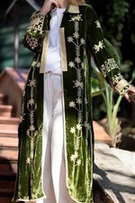 Floral Embroidered Velvet Duster Jacket | Han...