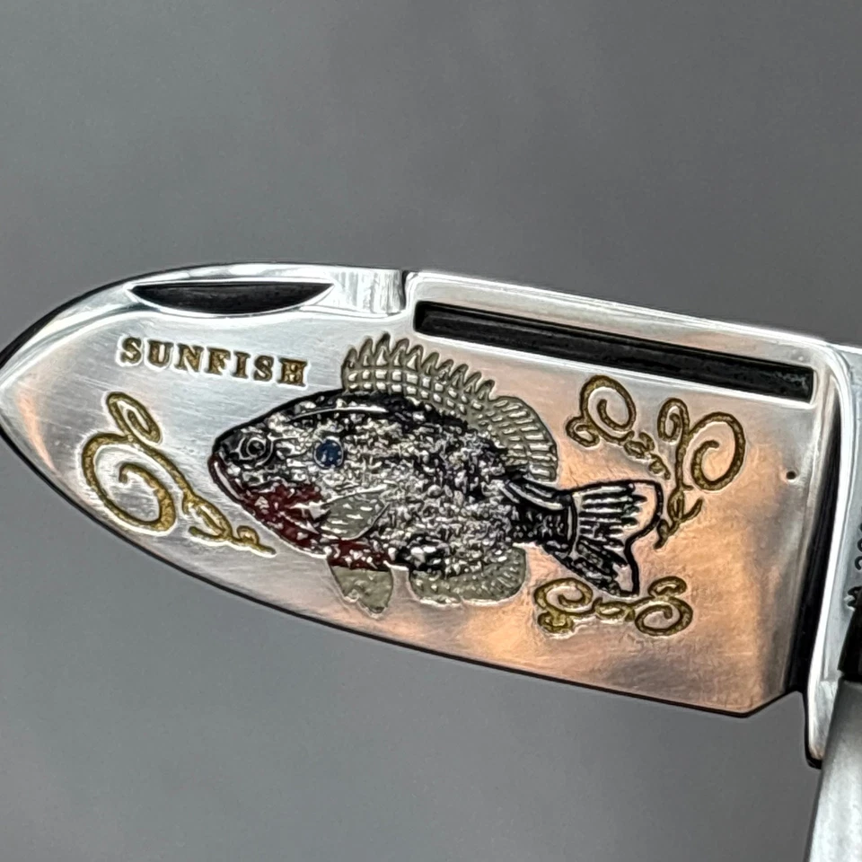 Cuchillo Bulldog Pitbull 2000 pez luna punta de elefante 2 hojas plegables Alemania sin usar Foto 2 de 4