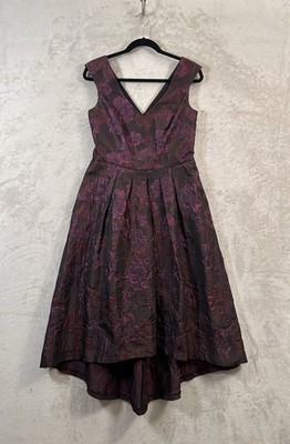 Lauren Ralph Lauren Metallic Jacquard High-Low Pleated With Pockets Dress  Size 8 | eBay