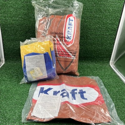 Kraft Football Themed Inflatables Lot Of 3 Chair, Goal Post & Large Football New