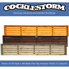 Packs of 1ft High x 6ft Wide Flat Top Horizon Trellis Garden Fence Panels