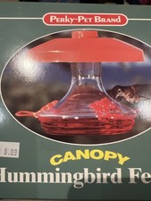 Vintage Perky-Pet Canopy Hummingbird Feeder Plastic Red Clear New in Open Box