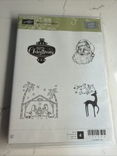 Best of Christmas - Stampin Up Cling Stamp Set - Manger/Deer/Santa/Ornament
