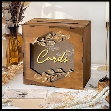 Large Capacity Brown Card Box for Weddings with Elegant Acrylic Viewing Window