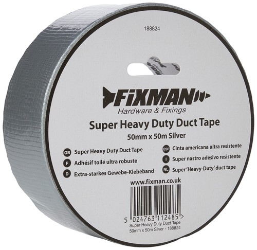 Fixman 188824 Super Heavy Duty Duct Tape 50 mm x 50m Silver 