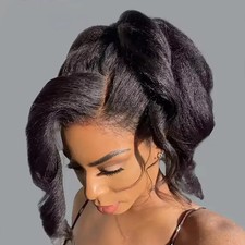 300% Density Kinky Straight Human Hair Wig 36...