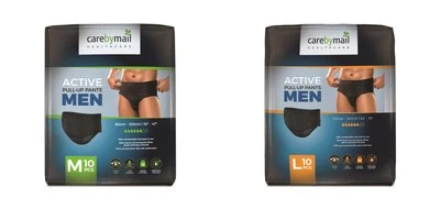 CARE BY MAIL 20 x CarebyMail Men Active Fit Incontinence Pull Up Pants for Men - Black