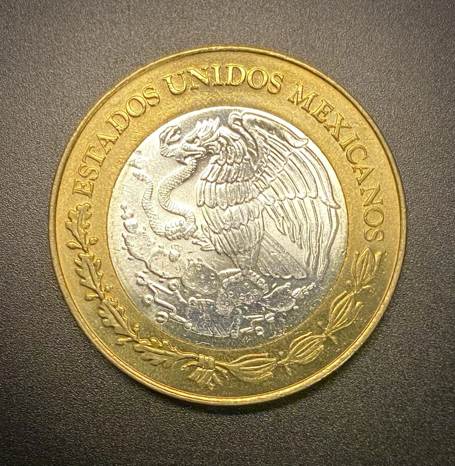 1994 Mexico 50 New Pesos Bimetallic Coin 1/2 oz Silver Center  - Circulated - Image 2 of 2