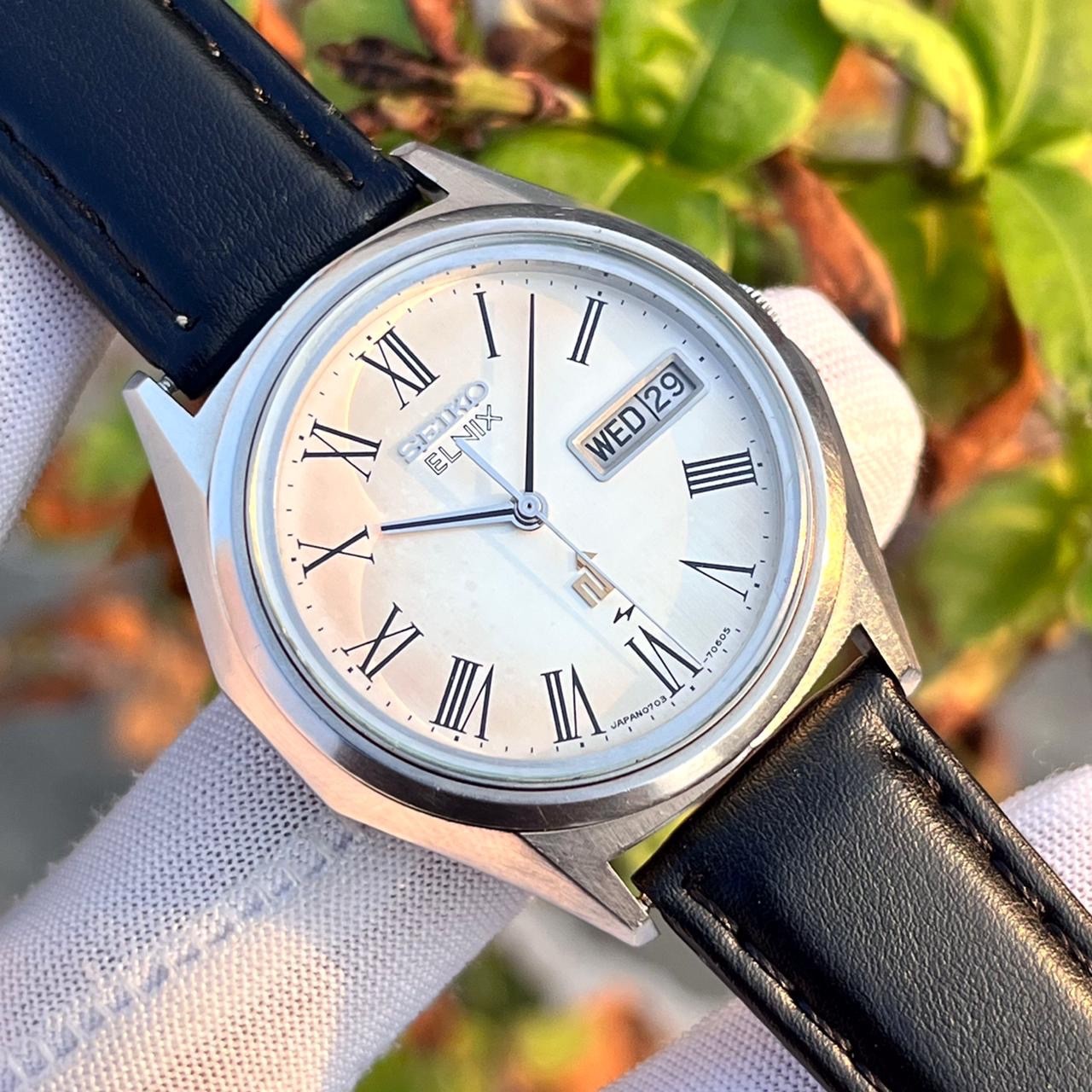 Vintage Seiko Elnix JDM Electronic Roman Numerals Dial Japan Men Watch 0703-7070