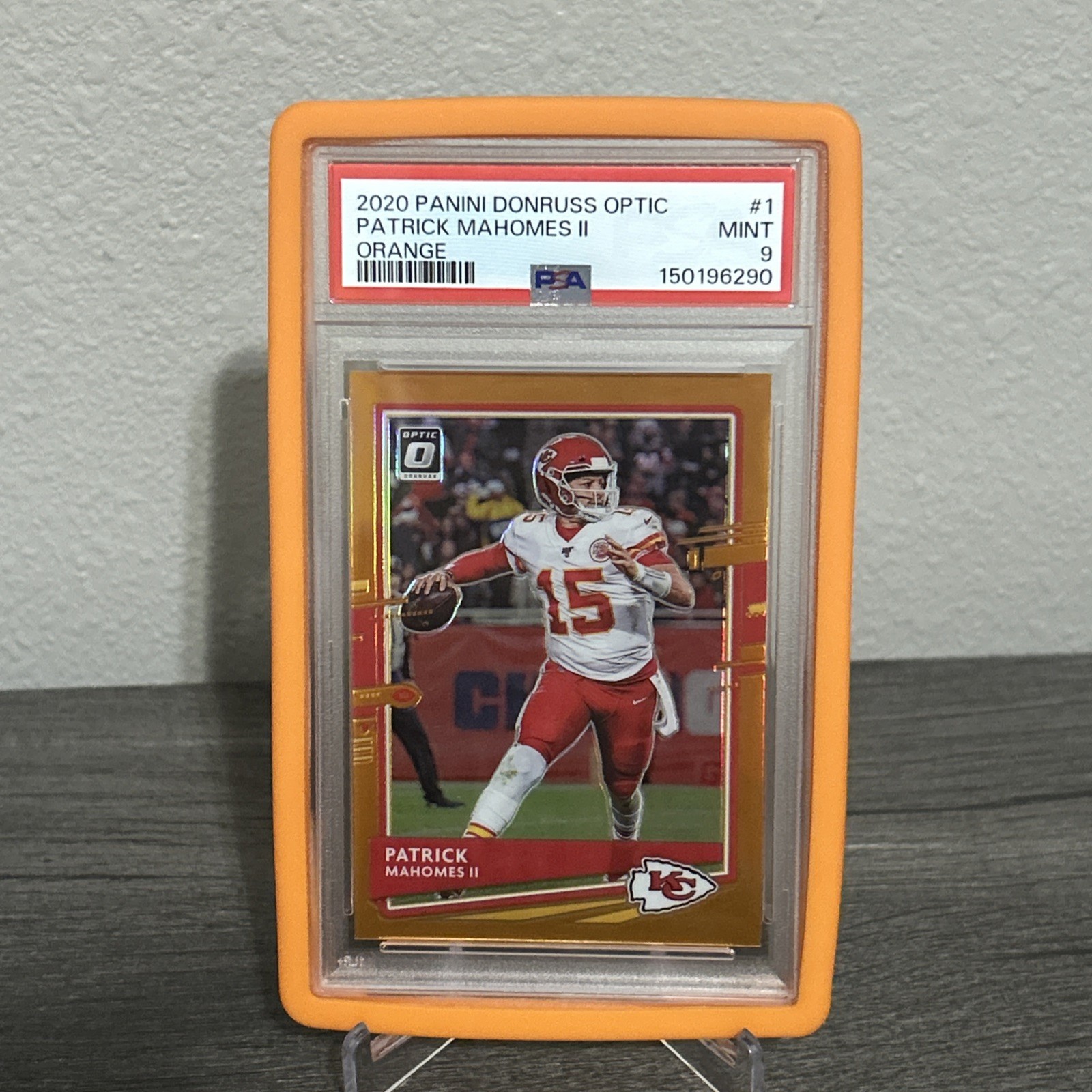 2020 Panini Optic Patrick Mahomes Orange /199 PSA 9 Chiefs view 1
