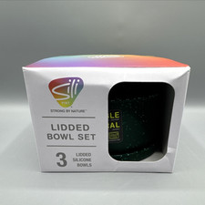 Silipint: 3 Pack Silicone Lidded Bowls, 10/20/30oz, Speckled Green