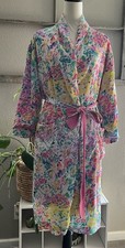 Victorias Secret 80s Vintage Bathrobe Pink Floral Cotton One Size Gold Label