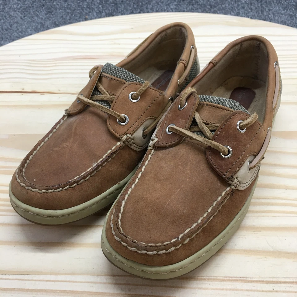 Naturalizer Zapatos Mujer 5.5 M Barco Cuero Marrón Con Cordones Parte Superior Baja Comodidad 796P24 Foto 3 de 4