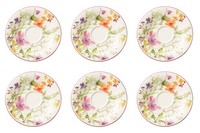 Villeroy & Boch Mariefleur Basic 6Er Set Untertassen D. 16Cm Weiß Bunt Porzellan