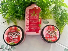 HEMPZ POMEGRANATE Body Wash, Body Butter Lotion, Sugar Scrub, Gift Set