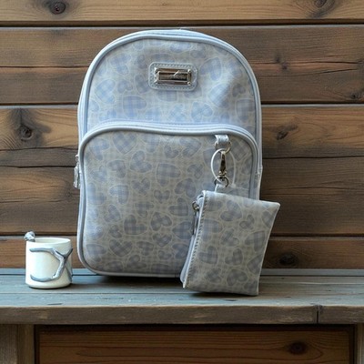 Madden Girl Mini Backpack NWT Blue Hearts 9x6x13 w/ Pouch  display picture 1