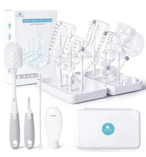 BABY Travel Bottle Cleaning Kit Portable Drying Rack Brush Set for Working Moms