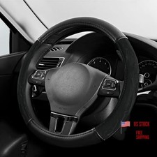 Steering Wheel Cover, Silk Grain Leather Car Steering Wheel Protector, Black