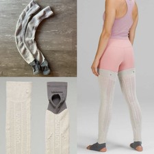 Lululemon Find Your Balance Leg Warmer in White Opal over the thigh