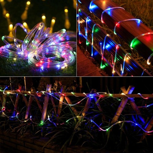 Solar Rope 100 LED Fairy String Strip Lights Outdoor Garden Waterproof Christmas - Picture 17 of 17