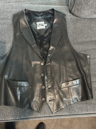 Lucchese Men's Leather Vest Black 46 R
