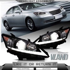Vland Led Drl Headlights Front Lamps For 2010-2012 Lexus Es 350 Black Housing X2