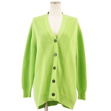 HERMES Knit Cardigan 2023SS Serie buttons Cashmere x Cotton Women Size 34 Green