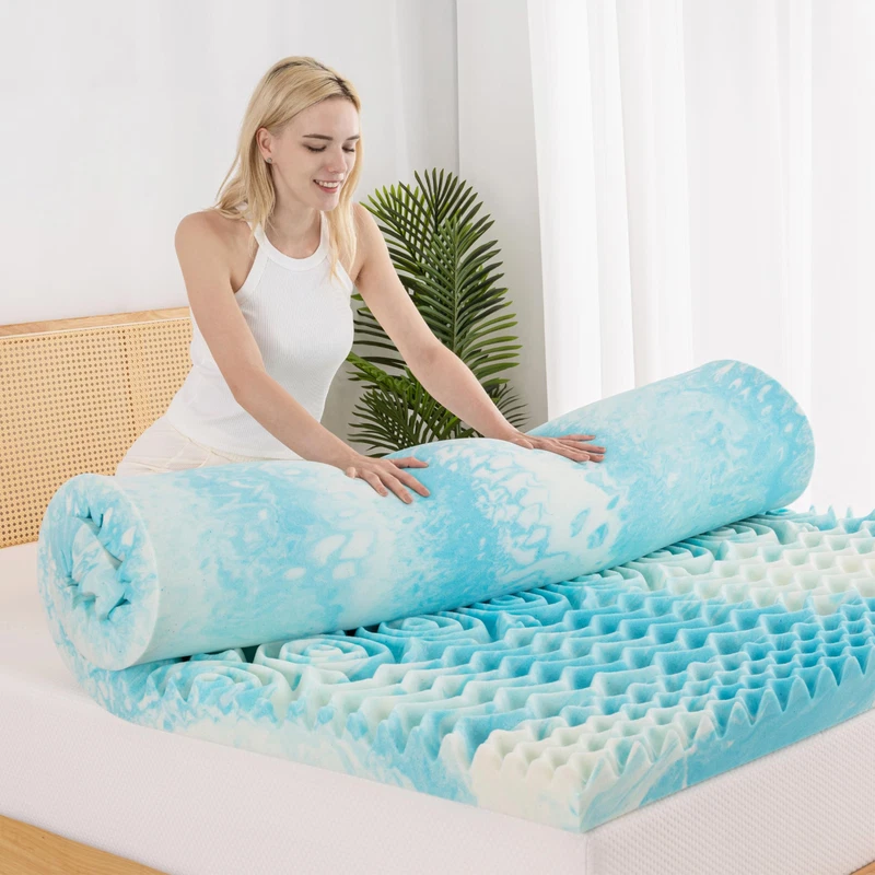 Egohome 5-Zone Memory Foam Mattress Topper 4 Inch Twin Cooling Gel Infused Foam