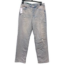 Wild Fable Women's High Rise Distressed Straight Leg Jeans Blue Wash Size 12