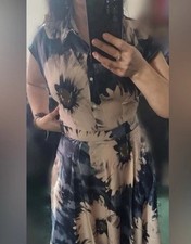 SHEIN Privé Floral Print Batwing Sleeve Half Button Shirt Dress size S