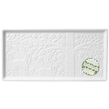 Rectangular Platter In the Forest Cream Ceramic Serving Tray Drinks Food Plate