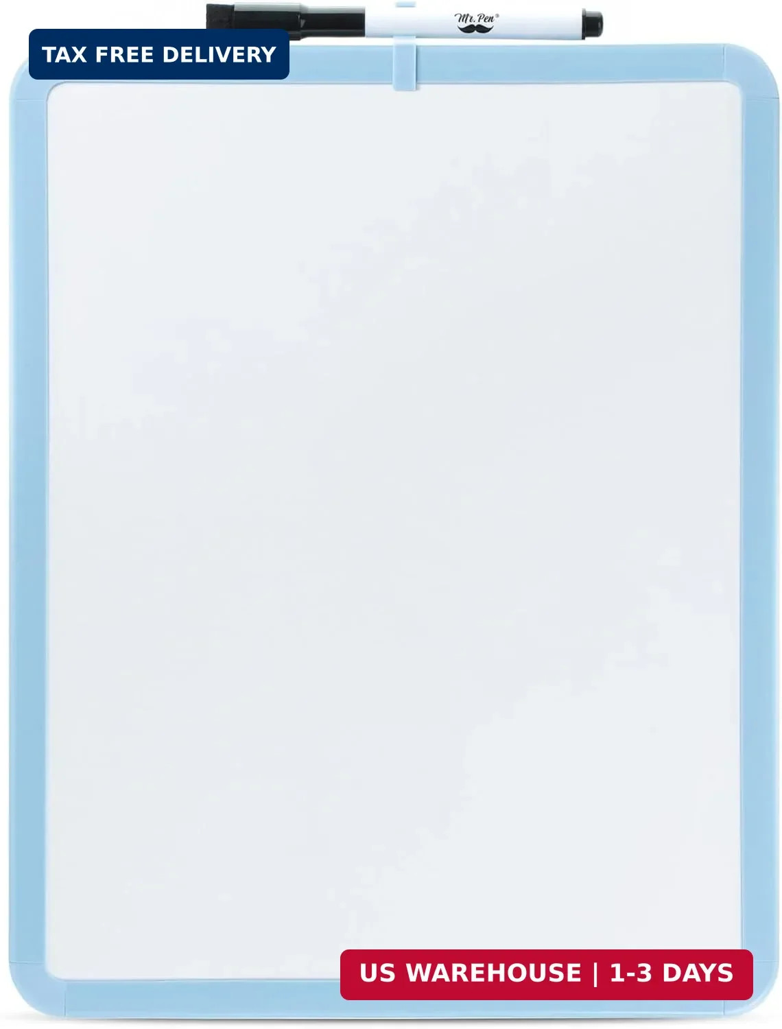 Dry Erase Board,14"x11" with a Black Dry Erase Marker,Blue Frame,Small Mini Whit