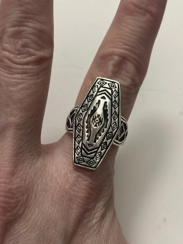 Anel de design de selo de arame banhado a prata Barse Southwest 7,75 - Imagem 3 de 4