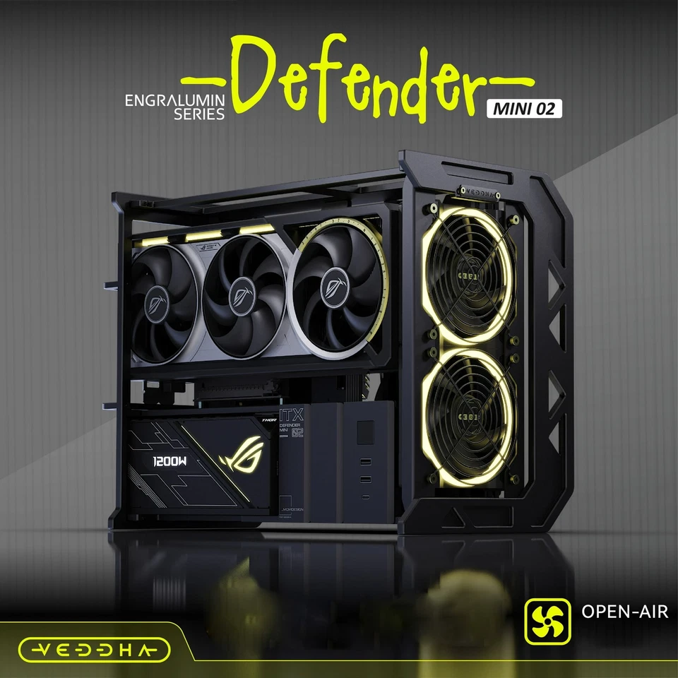 Estuche al aire libre VEDDHA Defender Mini 02 ITX 330 mm soporte GPU para placas base Foto 3 de 4