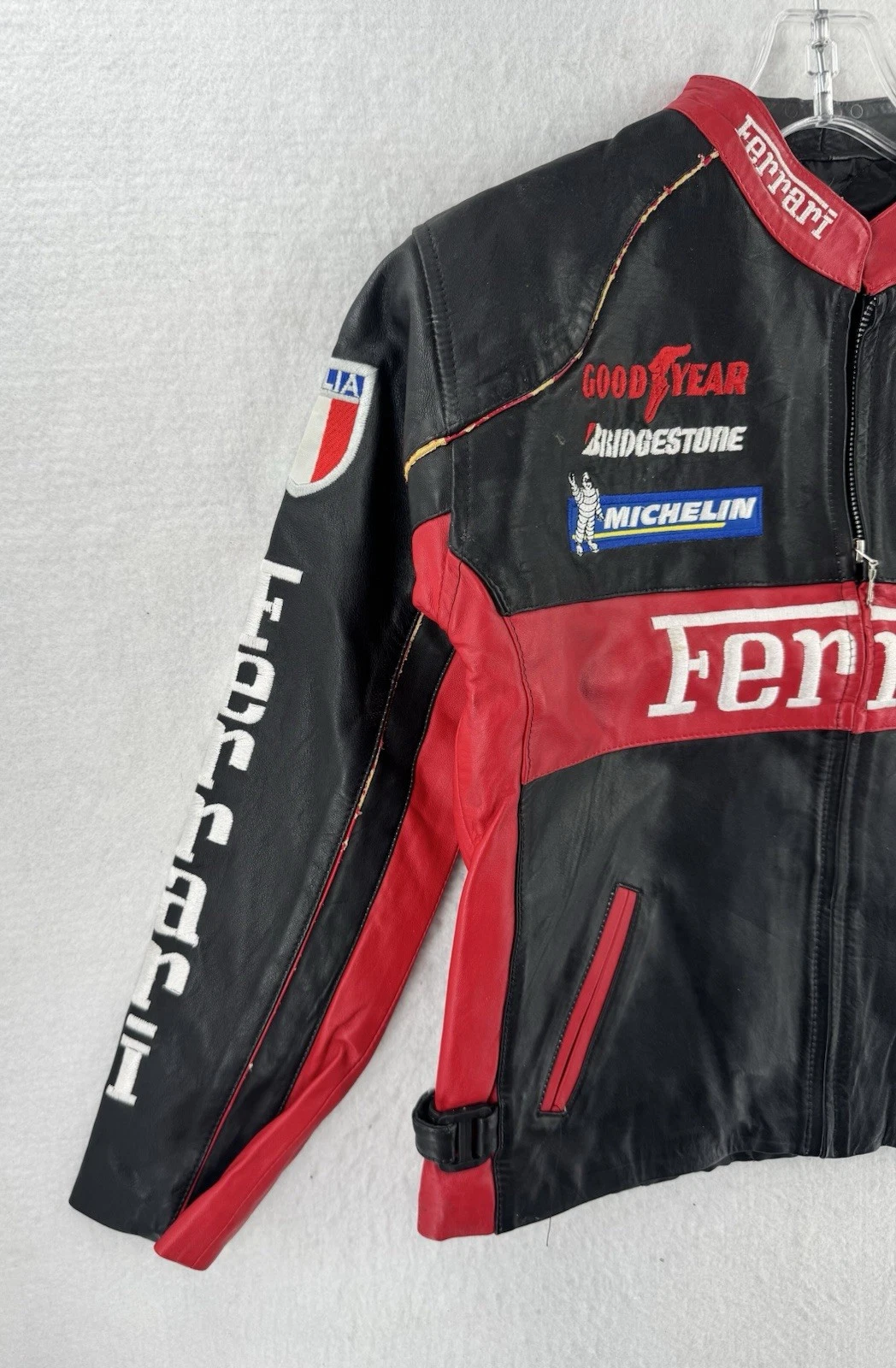 Vintage Ferrari racing jacket Rare black Leather READ image 5